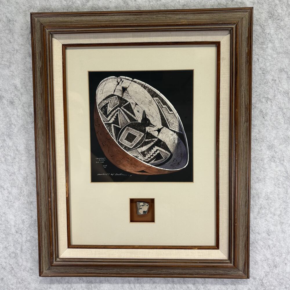 Michael McCullough 1990s Southwest Mixed Media Painting Framed Artifact
